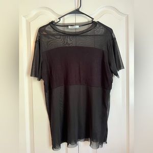 GAZE USA Women’s Medium Short Sleeve Black Mesh Top Cover Through the Middle